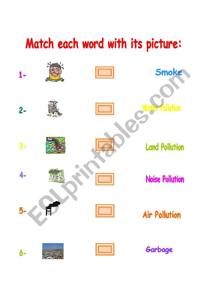 pollution worksheet