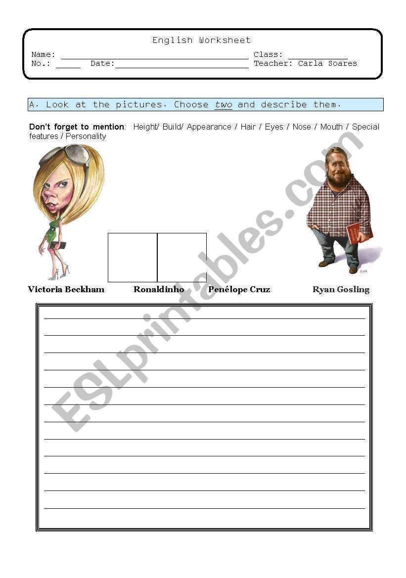 describing people worksheet