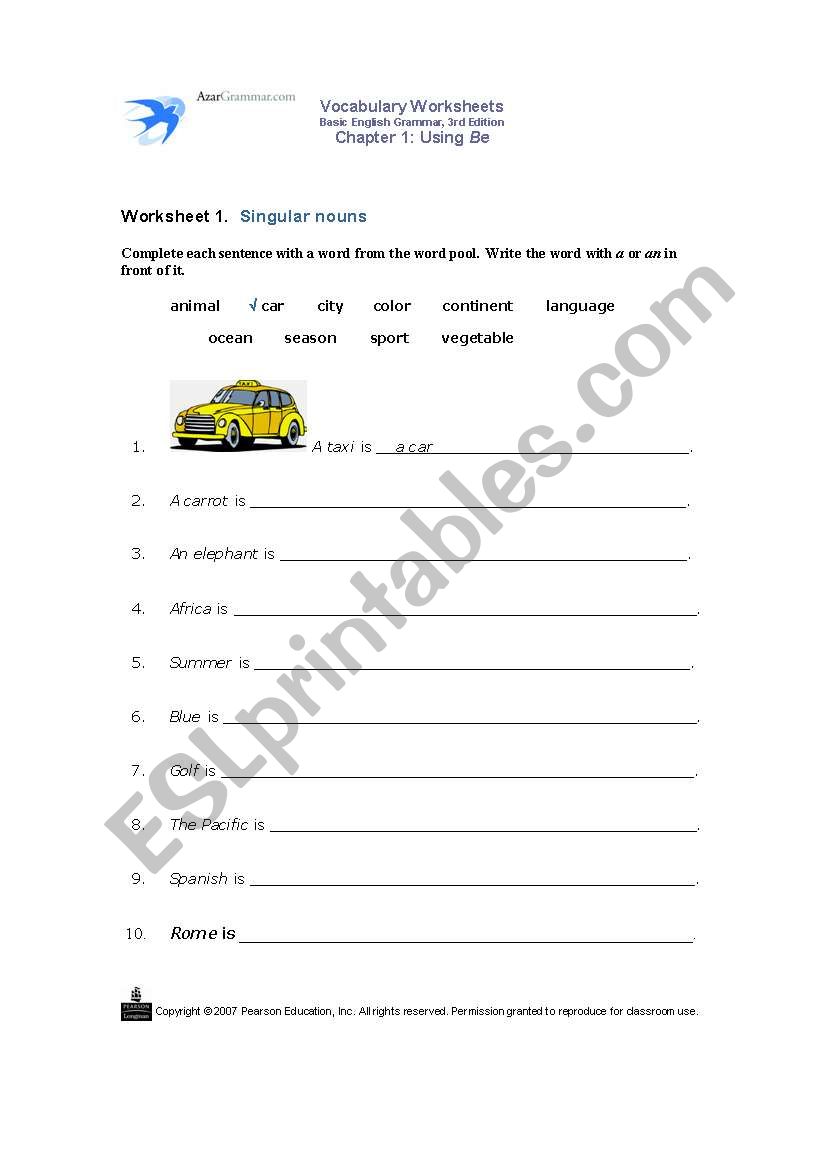 nouns worksheet