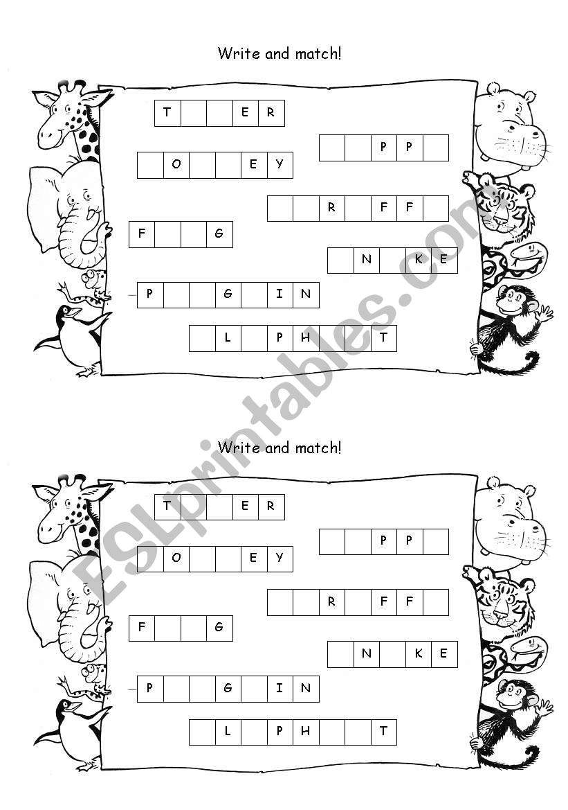 animals-anagram worksheet