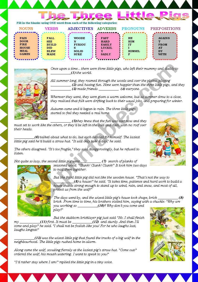 The Three Little Pigs worksheet