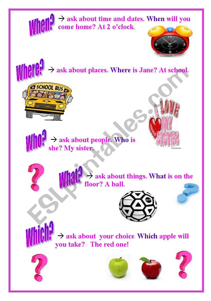 Question Words -1 worksheet