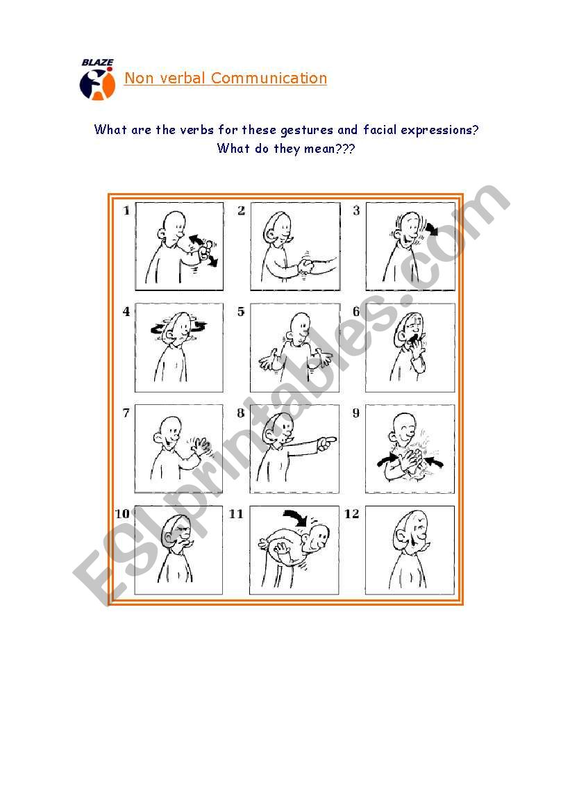 Gestures worksheet