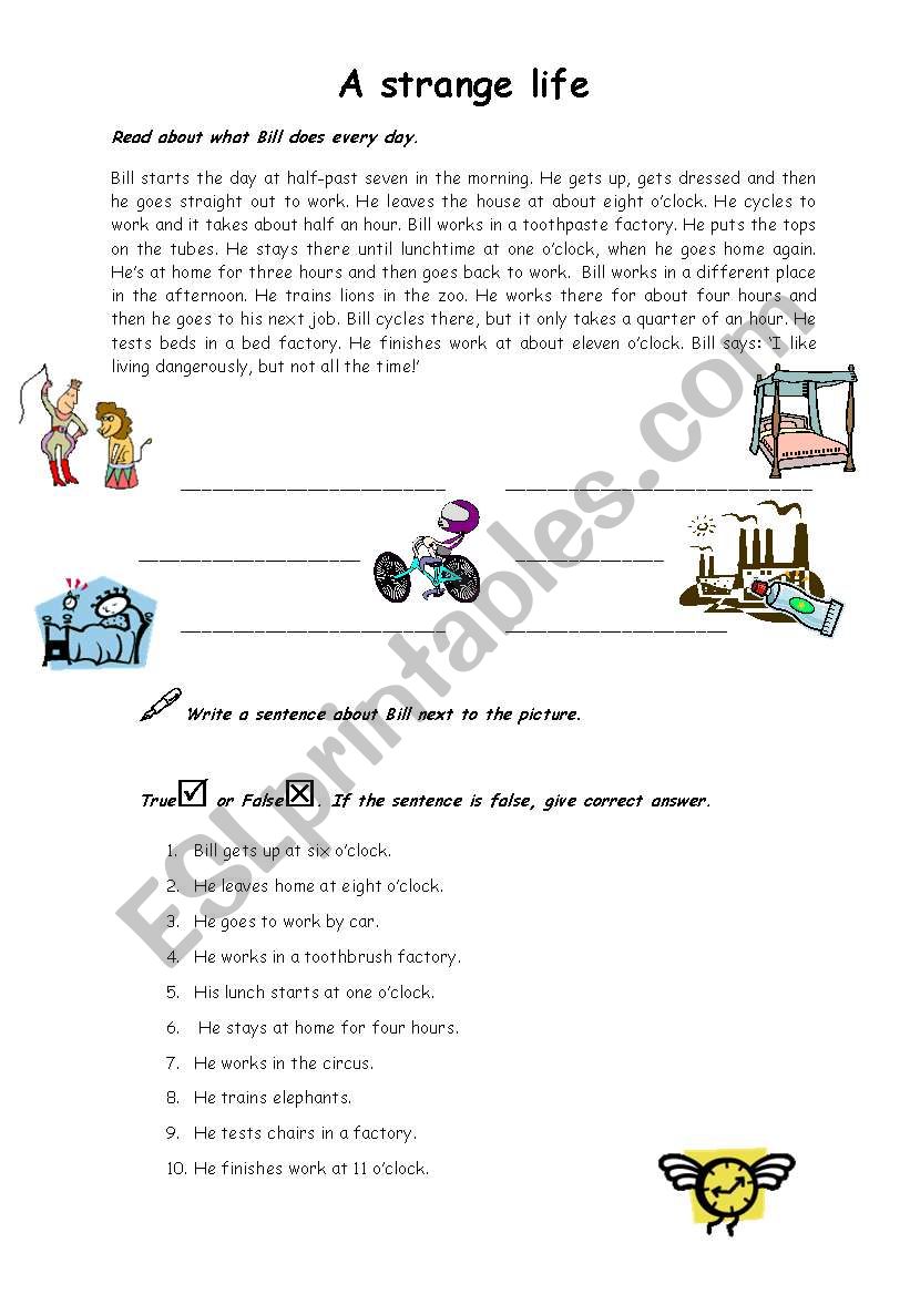 A strange life worksheet