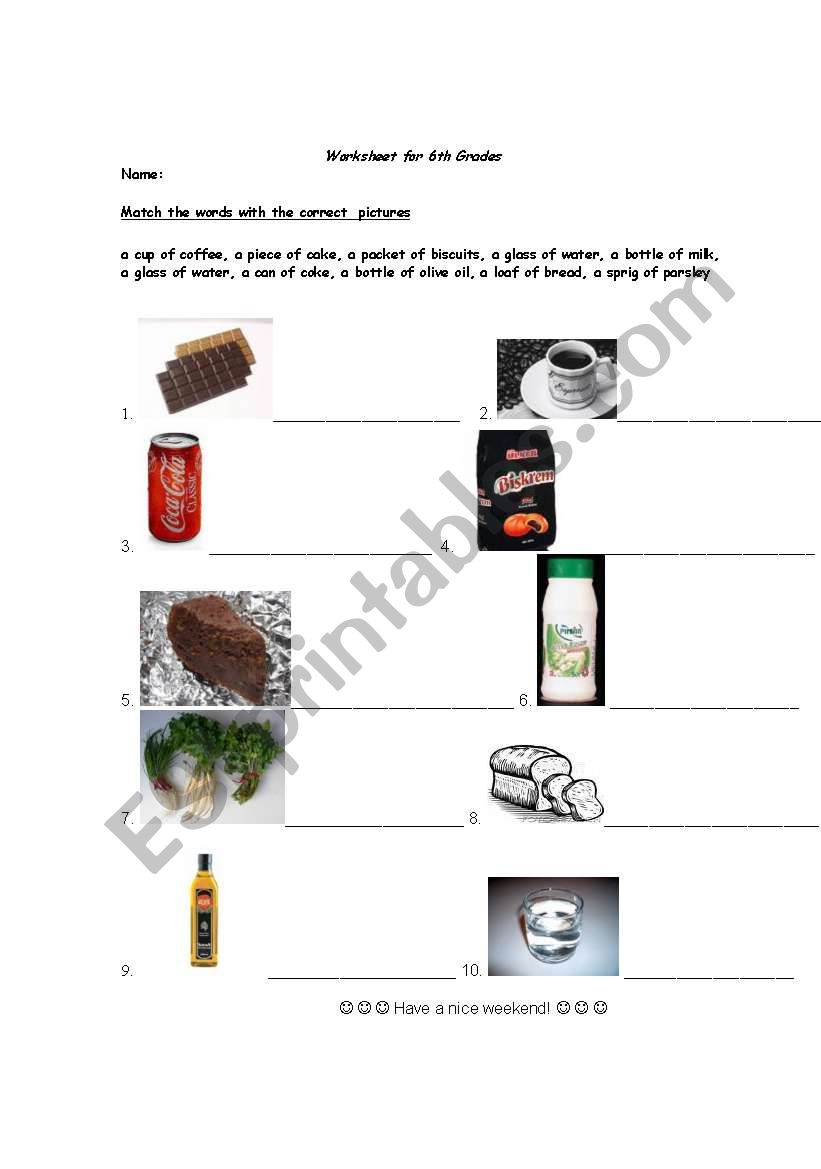 containers worksheet