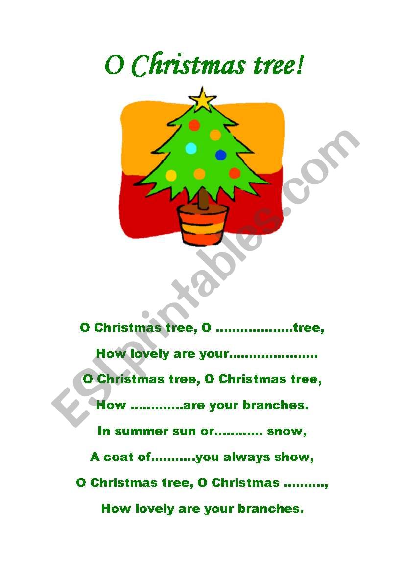 O Christmas tree worksheet