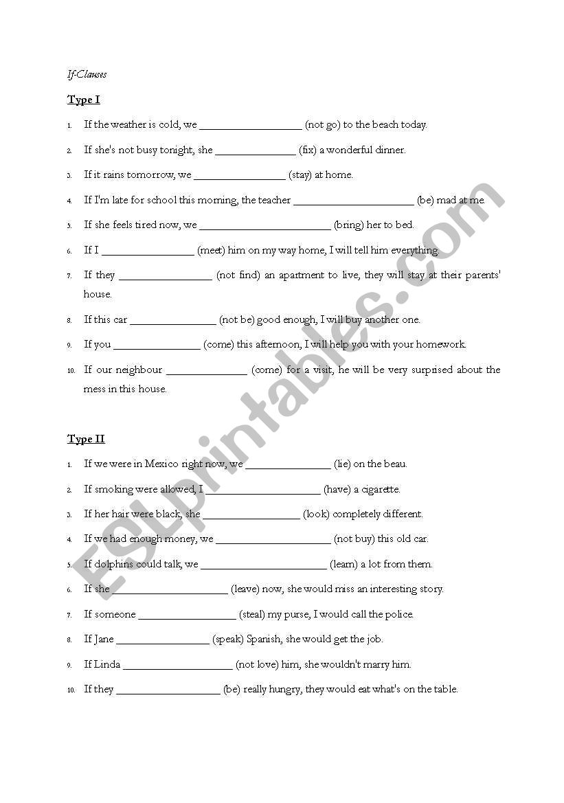 conditional sentences worksheet