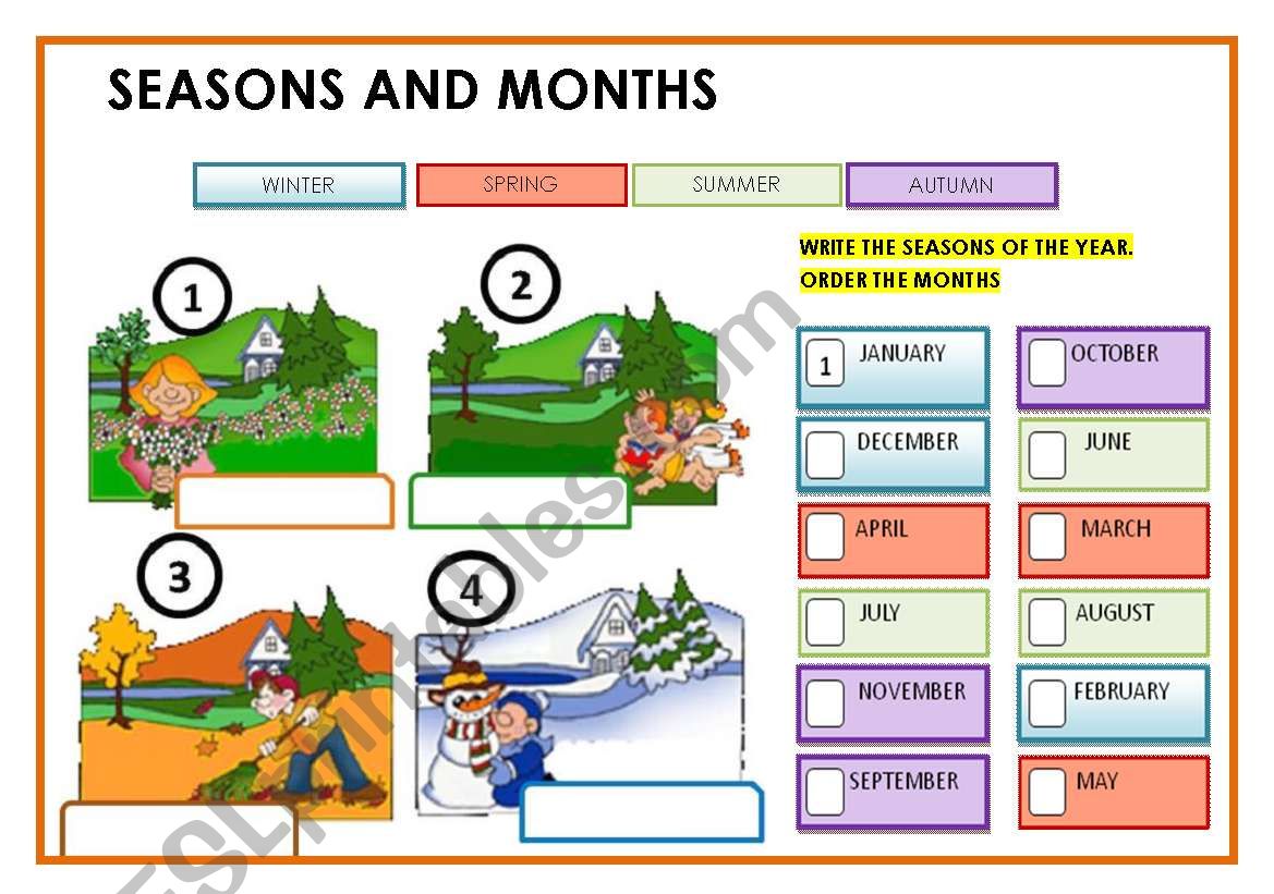 SEASONS AND MONTHS worksheet