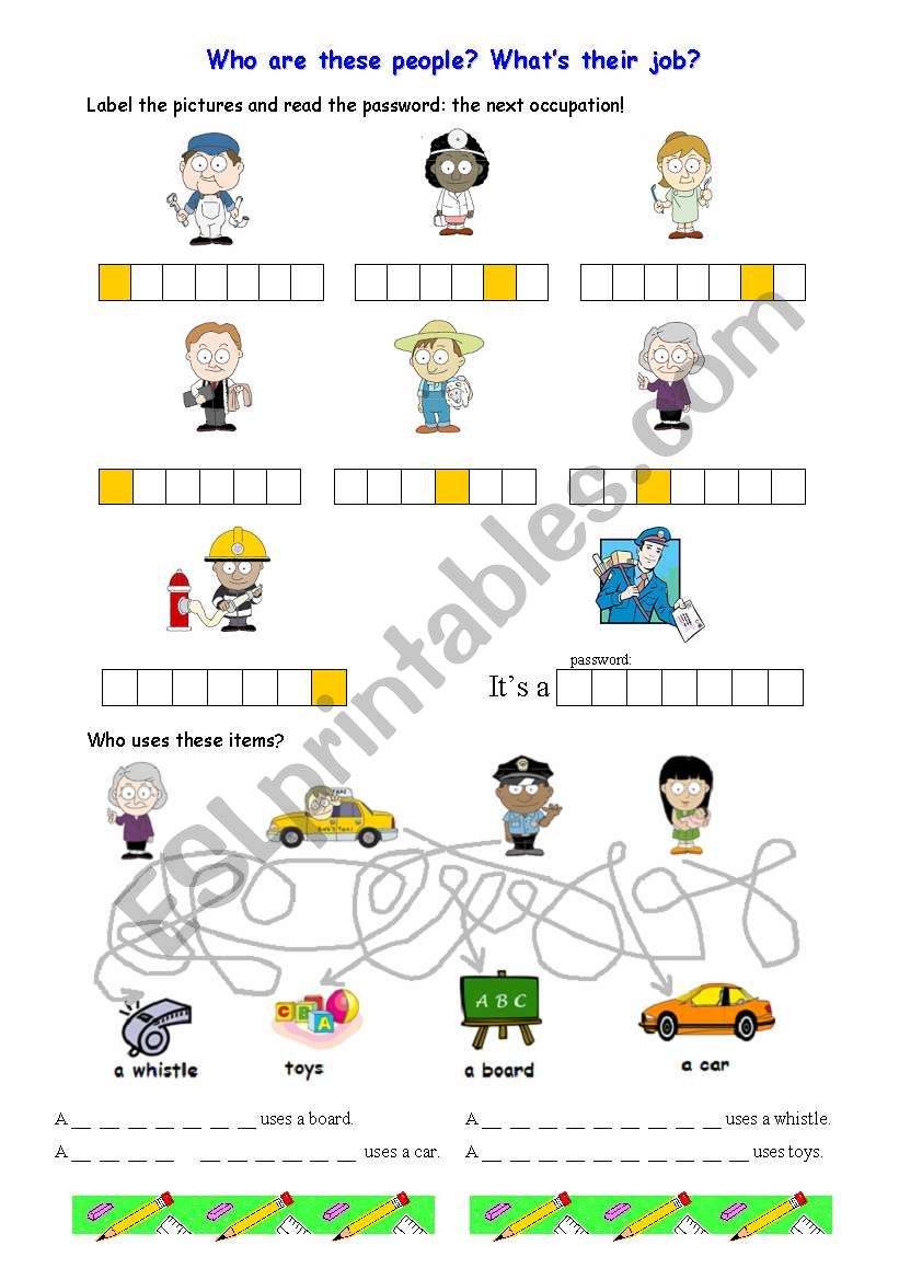 jobs and occupations worksheet