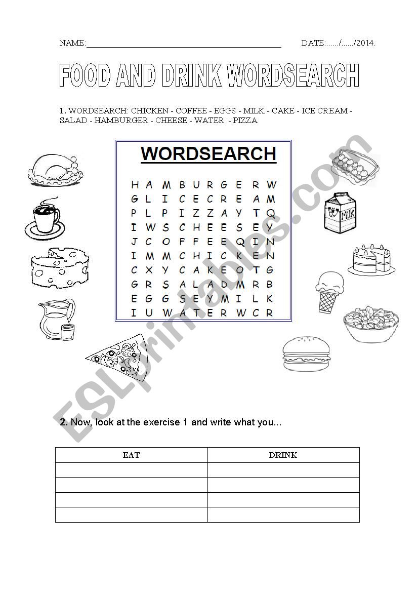 Food and Drink worksheet