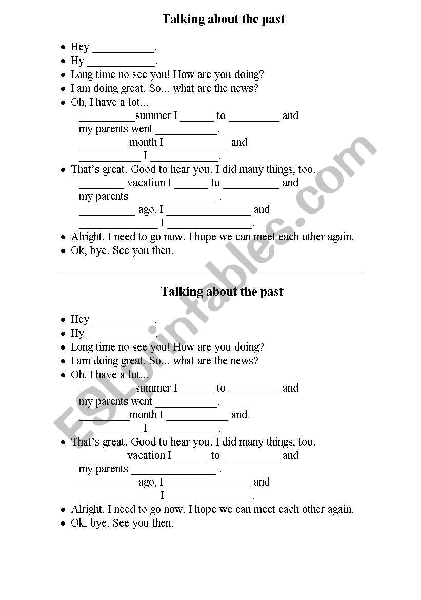 Simple past dialogue worksheet