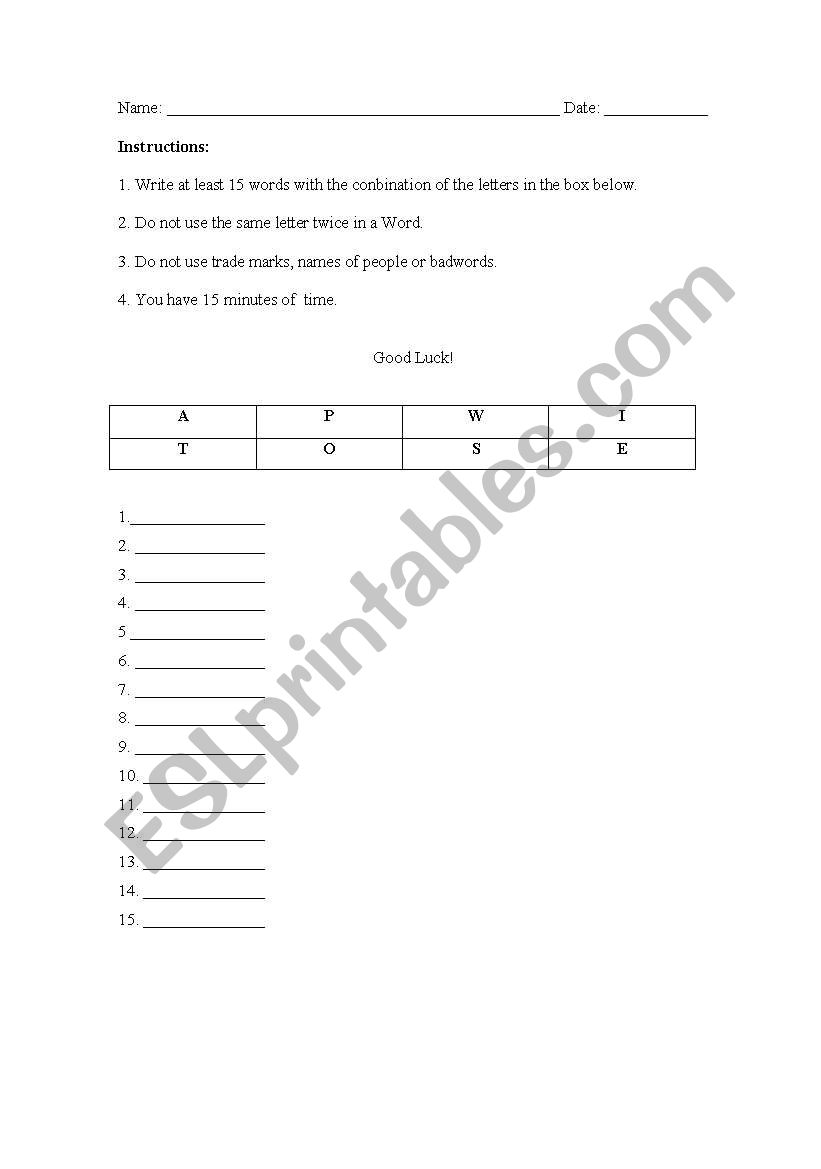 Extra Activity for your brain worksheet