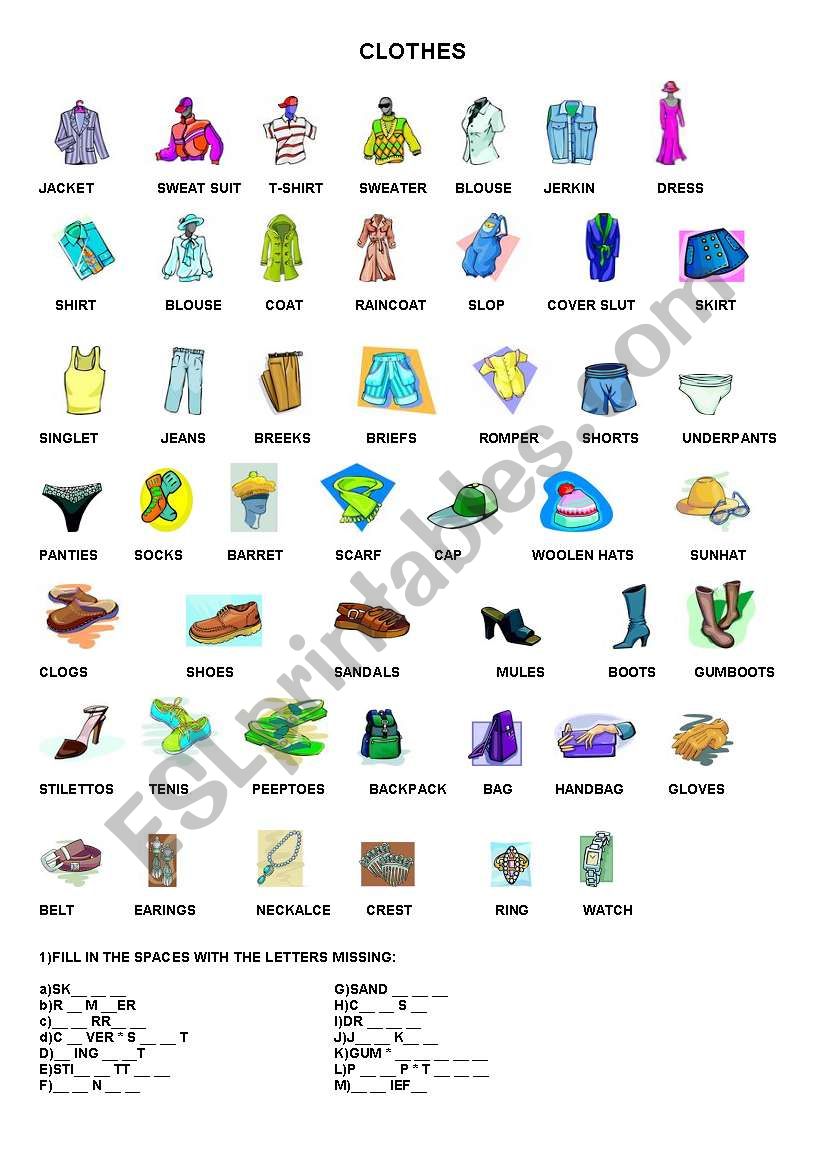 CLOTHES worksheet