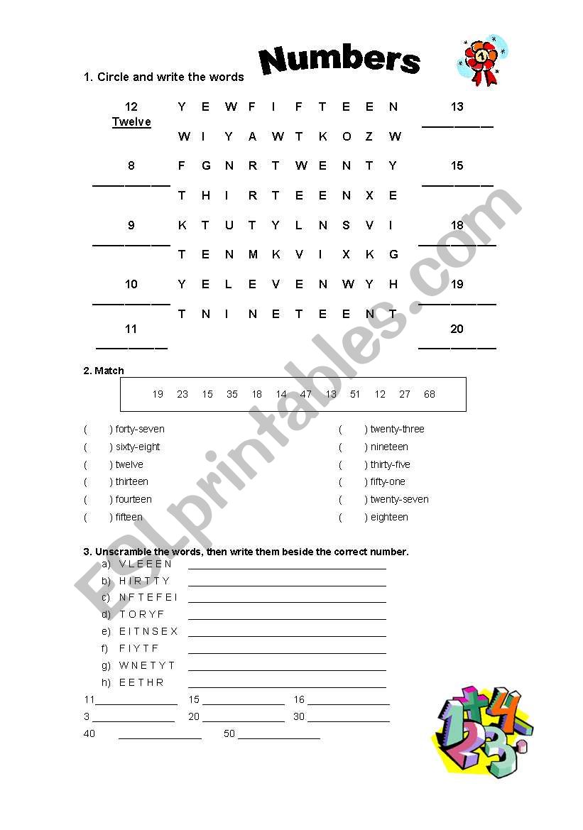 NUMBERS worksheet