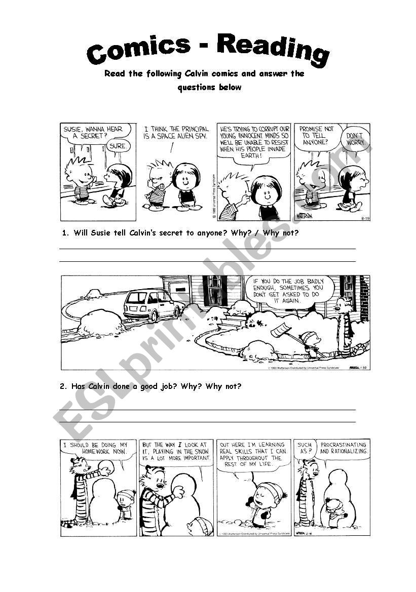 Comics - Reading Activity 2 worksheet