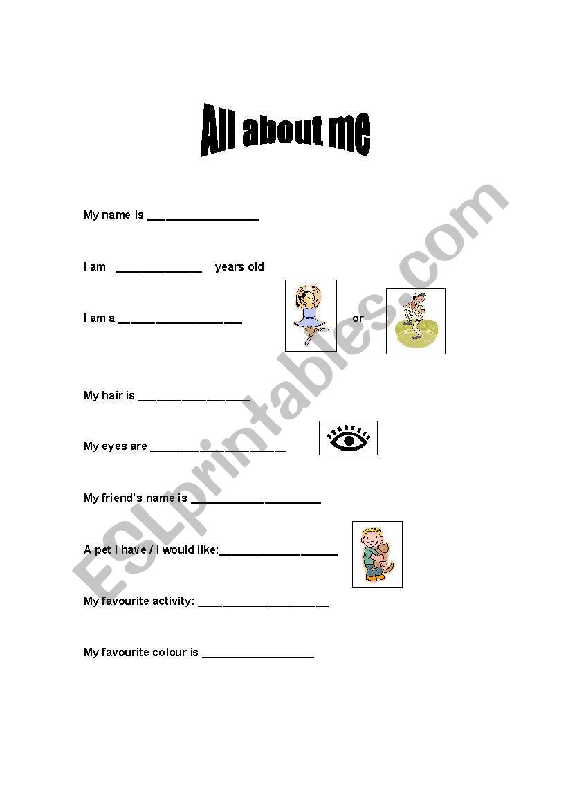 all about me worksheet