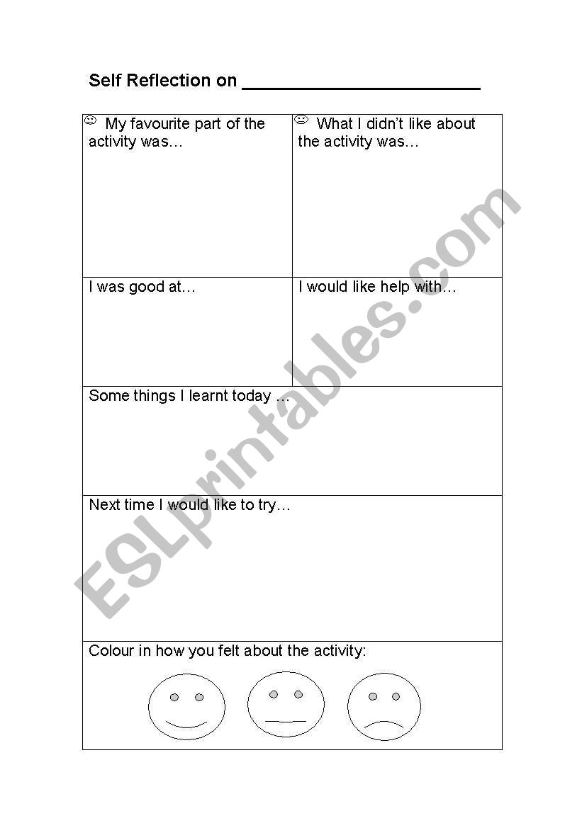 Self Reflection Assessment Sheet