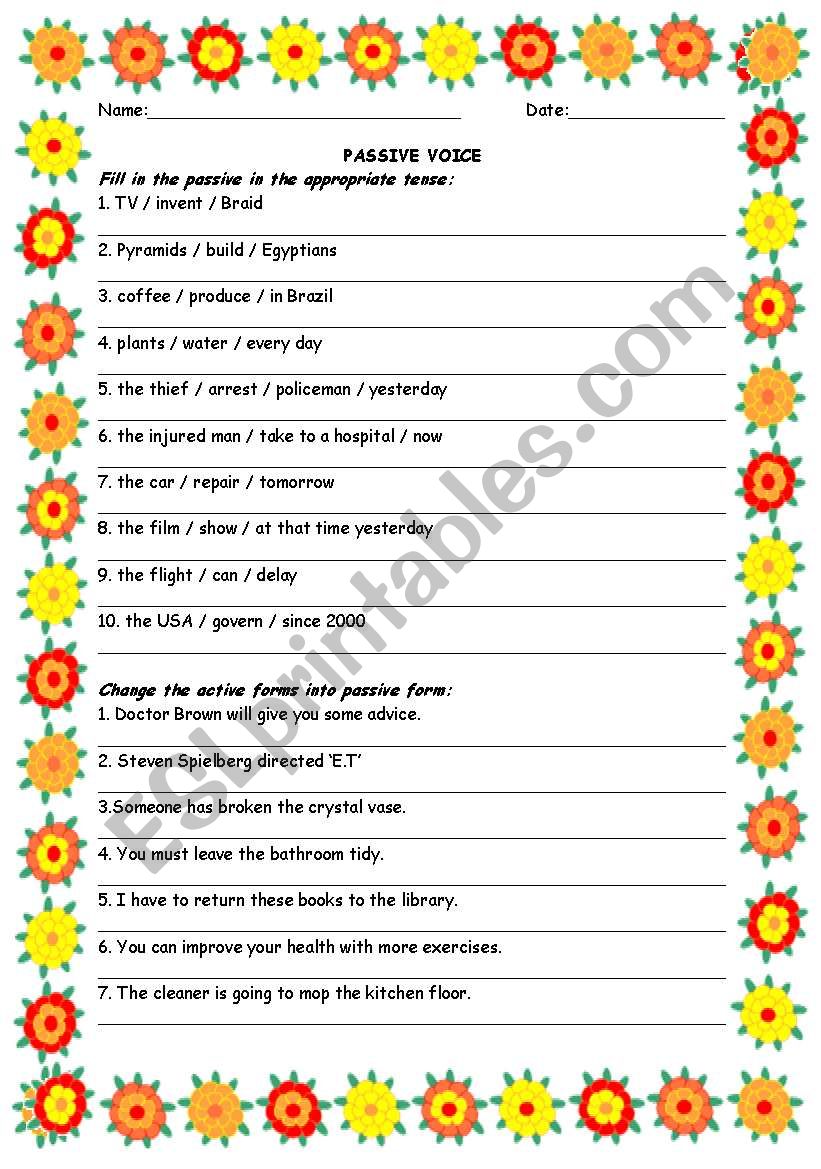 Passive Voice worksheet