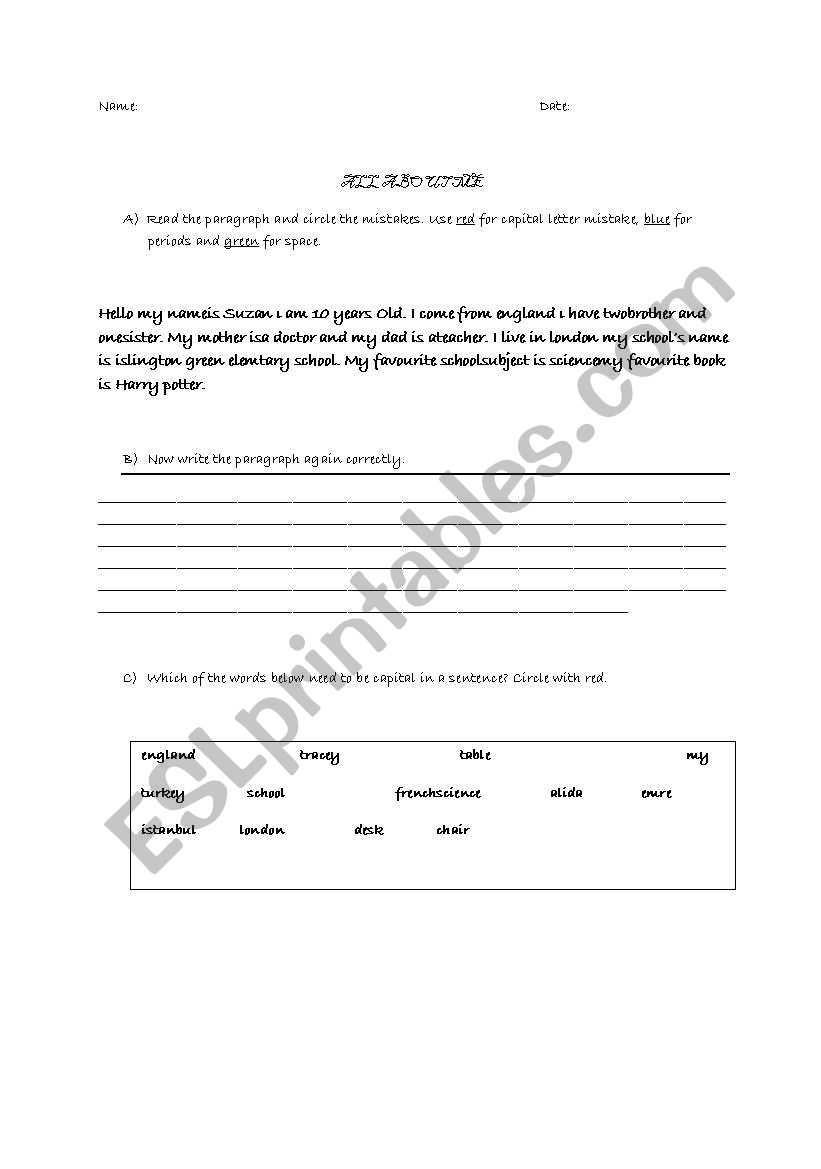 Punctuation worksheet