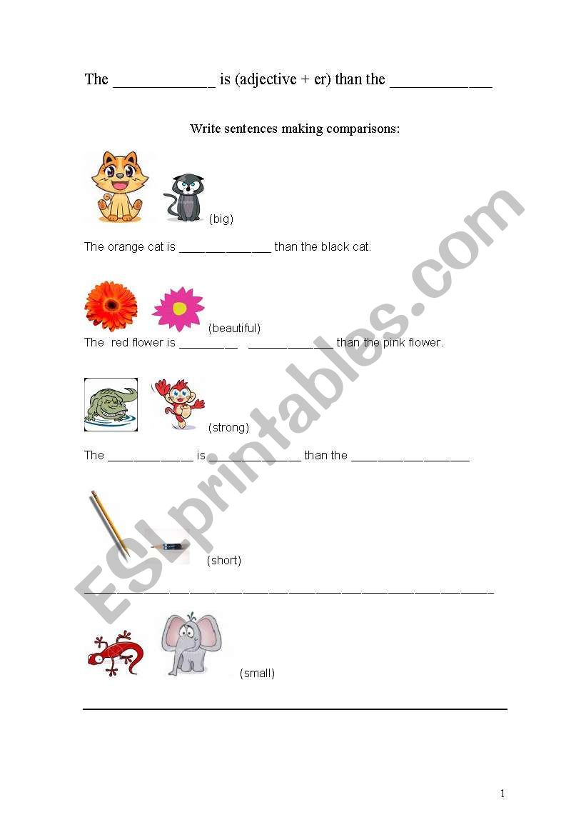 animals comparison worksheet