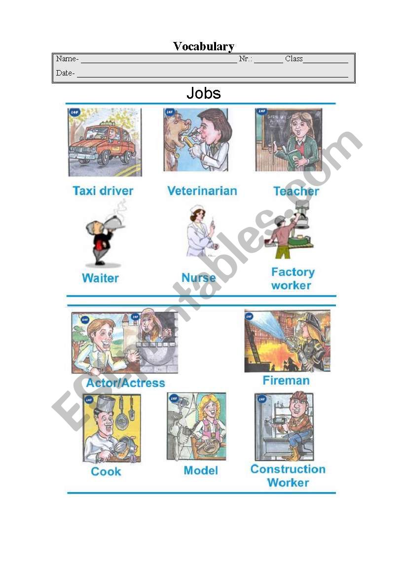 Jobs worksheet