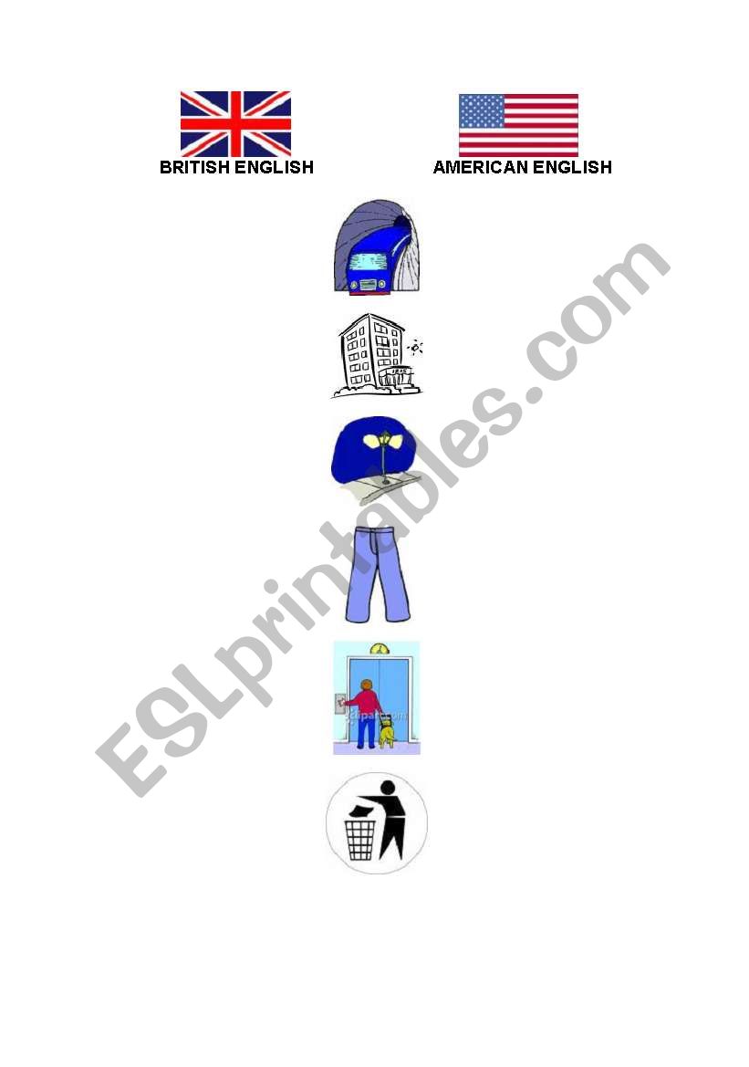 British vs. American English worksheet