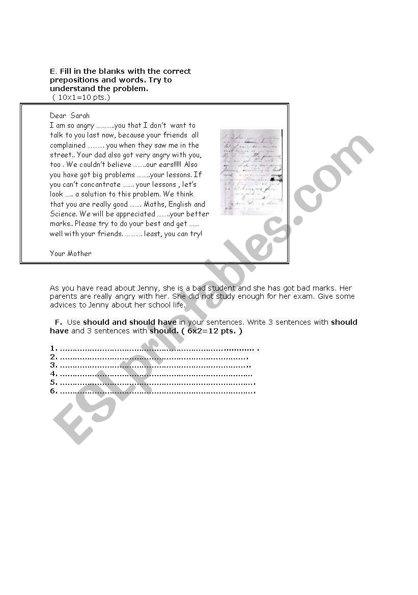 CLOZE TEST ON MODALS AND PREPOSITIONS