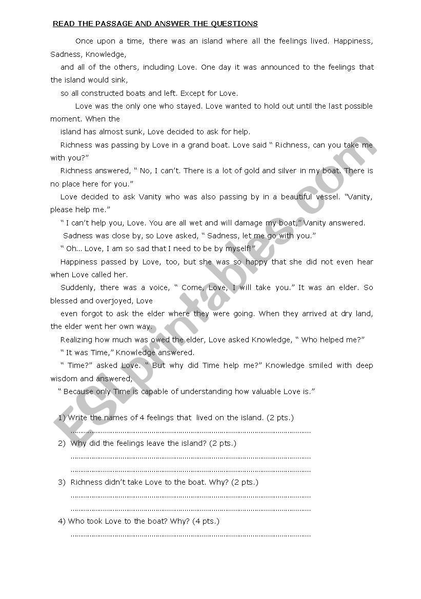READING  worksheet