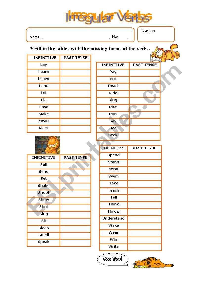 Irregular Verbs - Part II worksheet