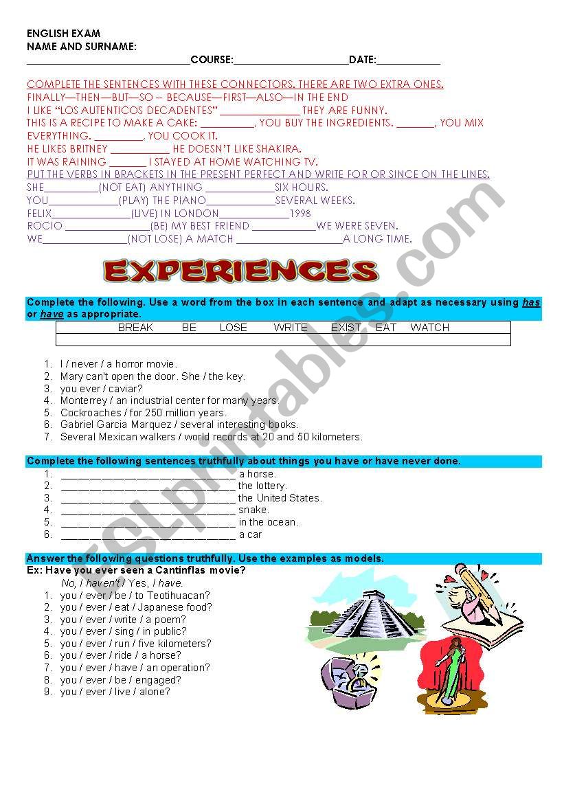 exam worksheet