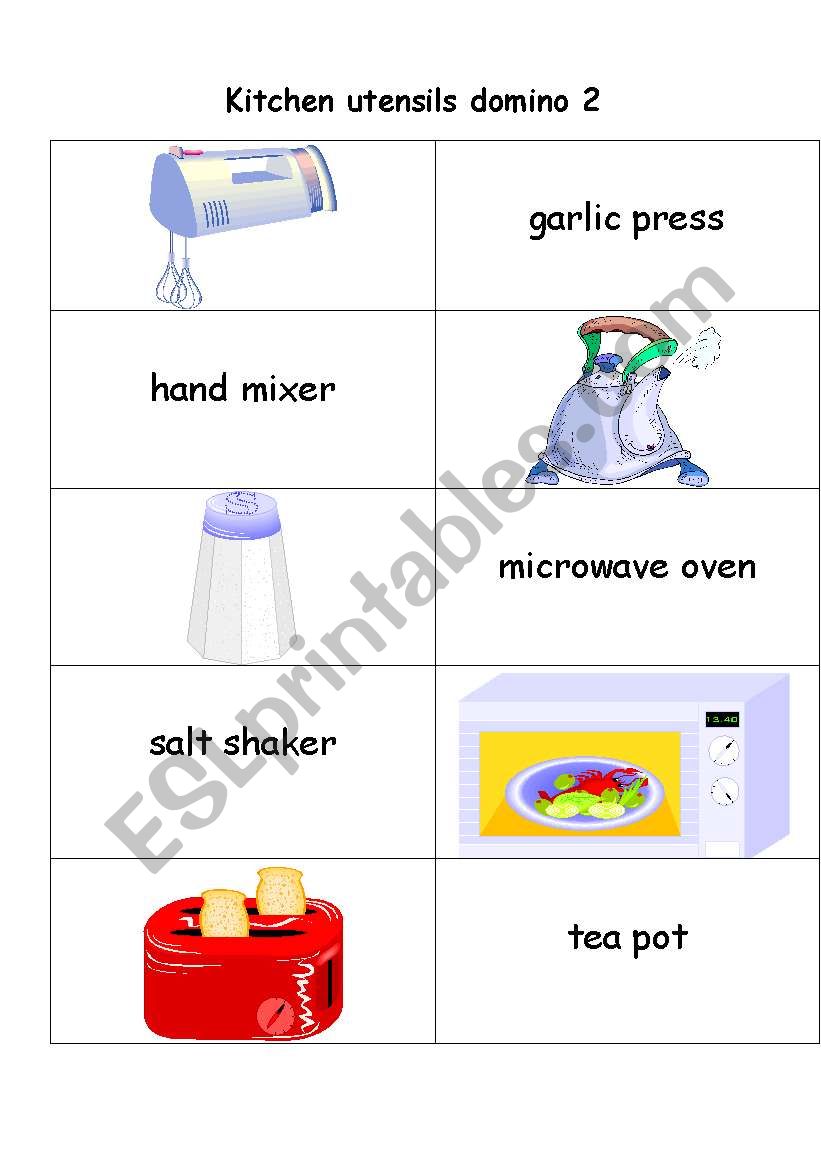 KITCHEN UTENSILS DOMINO 2 worksheet