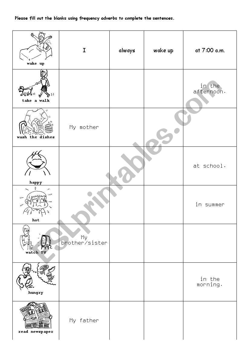 Daily routine worksheet worksheet