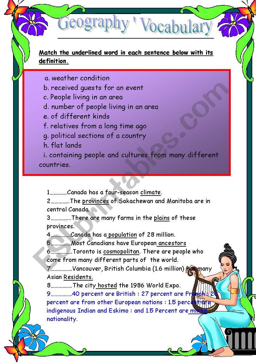 GeographyÂ´ Vocaulary worksheet