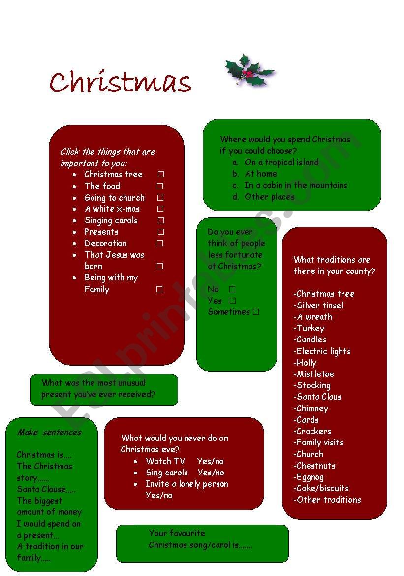 Christmas conversation worksheet