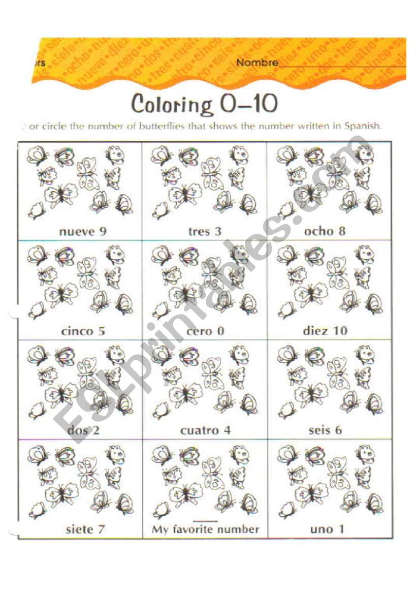 Coloring 0-10 worksheet