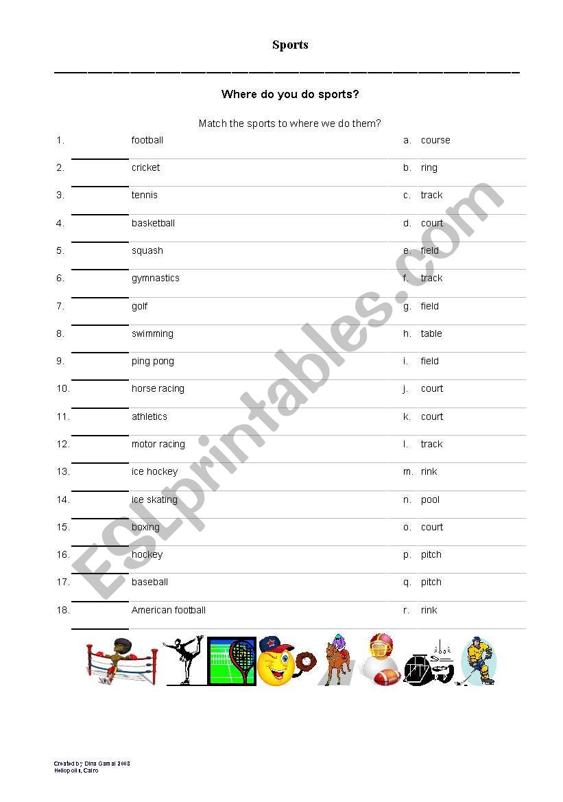 Where do you play Sports? worksheet
