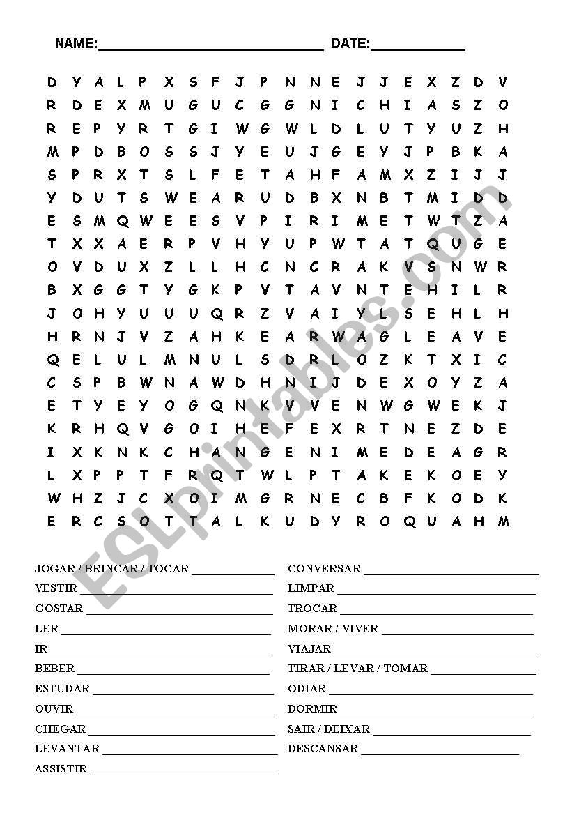 VERBS WORDSEARCH worksheet