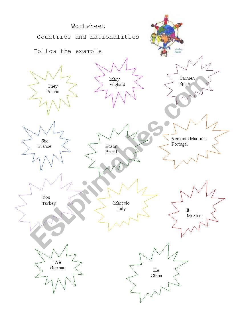 countries and nacionalities worksheet