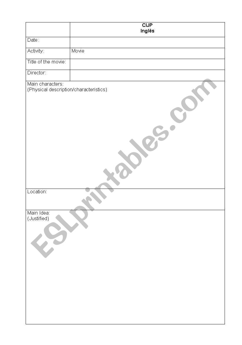 movie activity worksheet