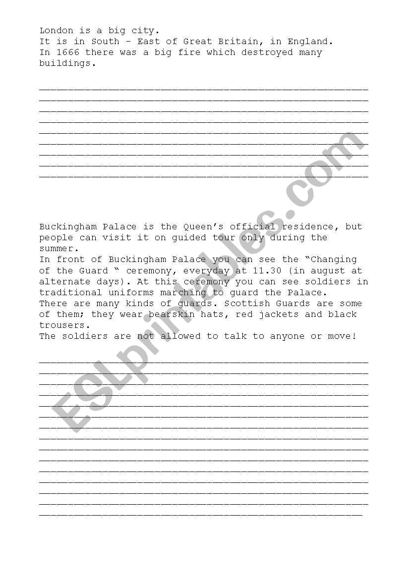 About London worksheet
