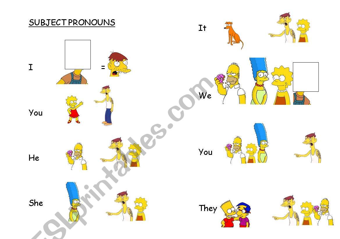 SUBJECT PRONOUNS worksheet