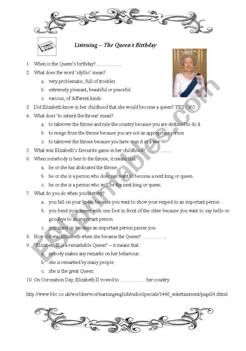 Listening: The QueenÂ´s Birthday