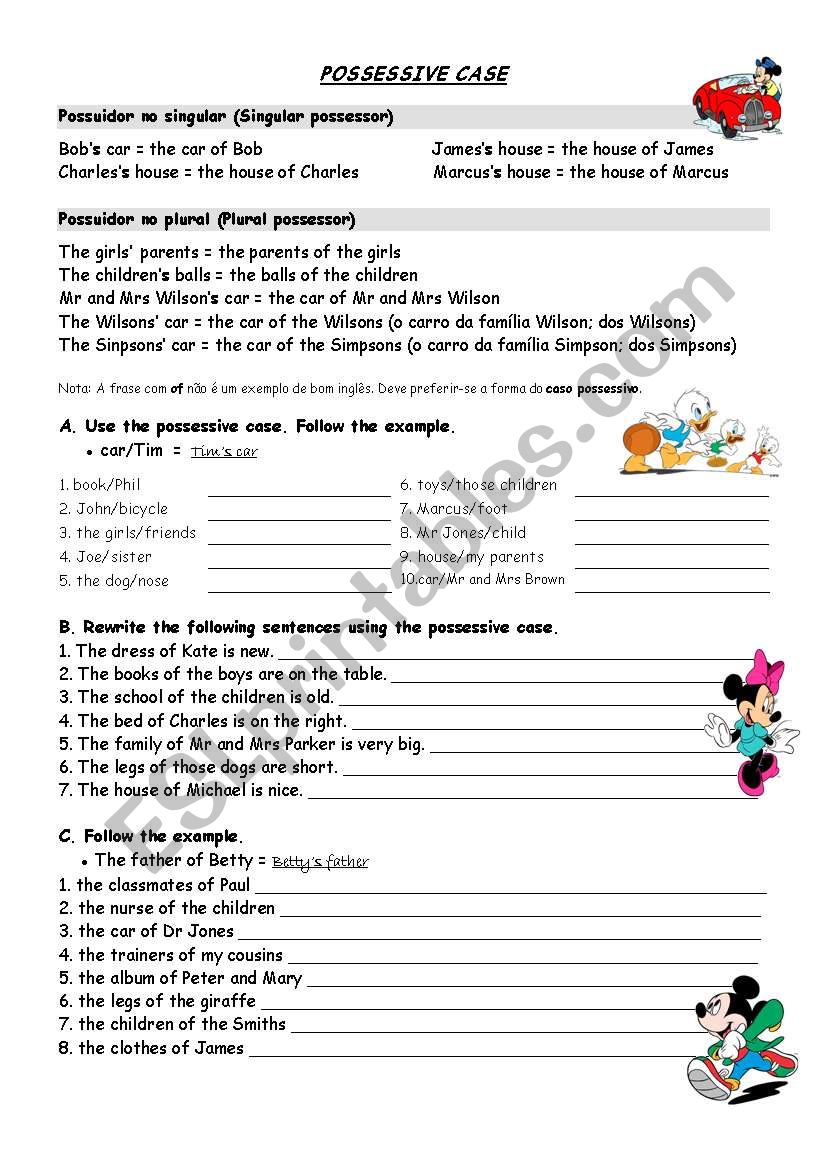 THE POSSESSIVE CASE worksheet