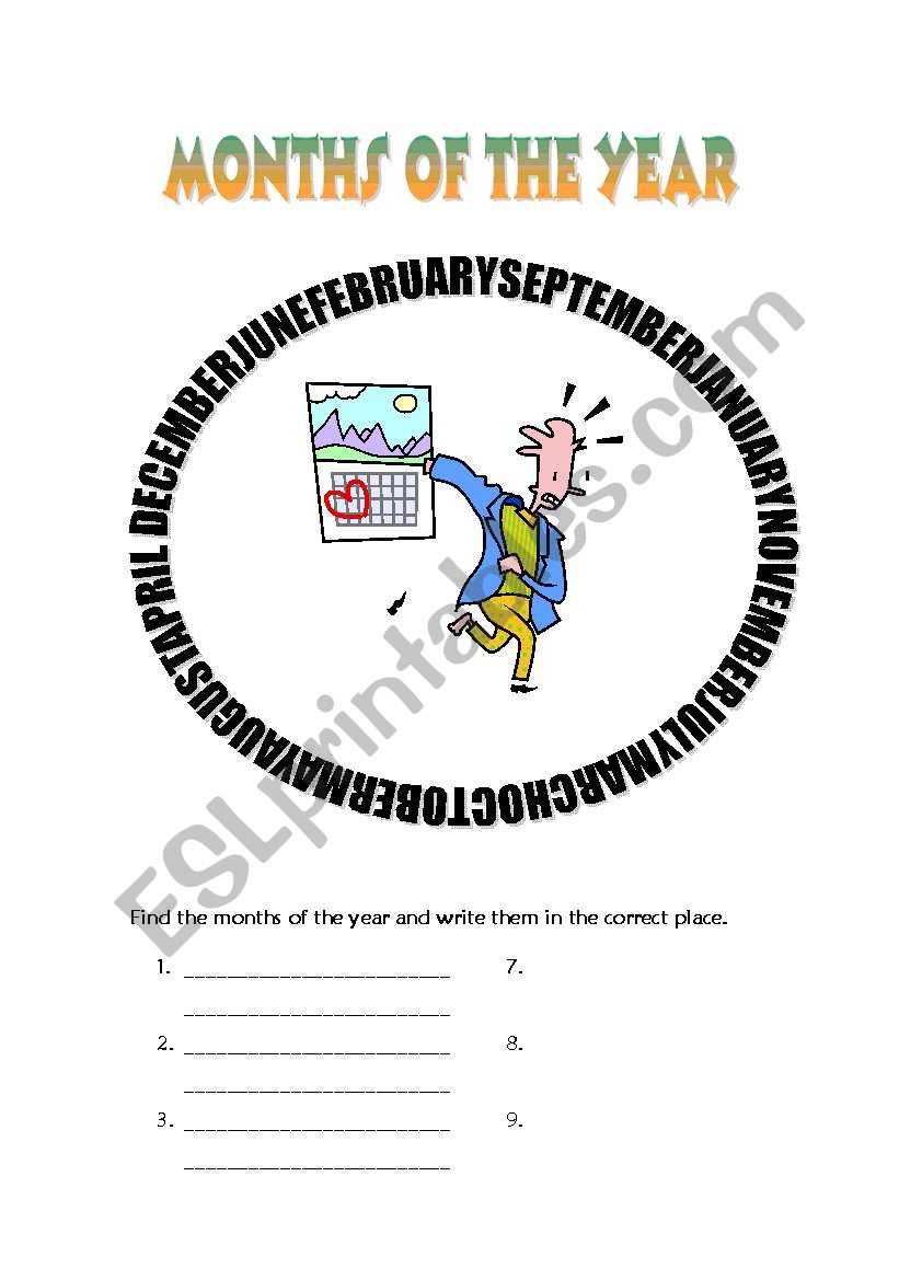 Months worksheet