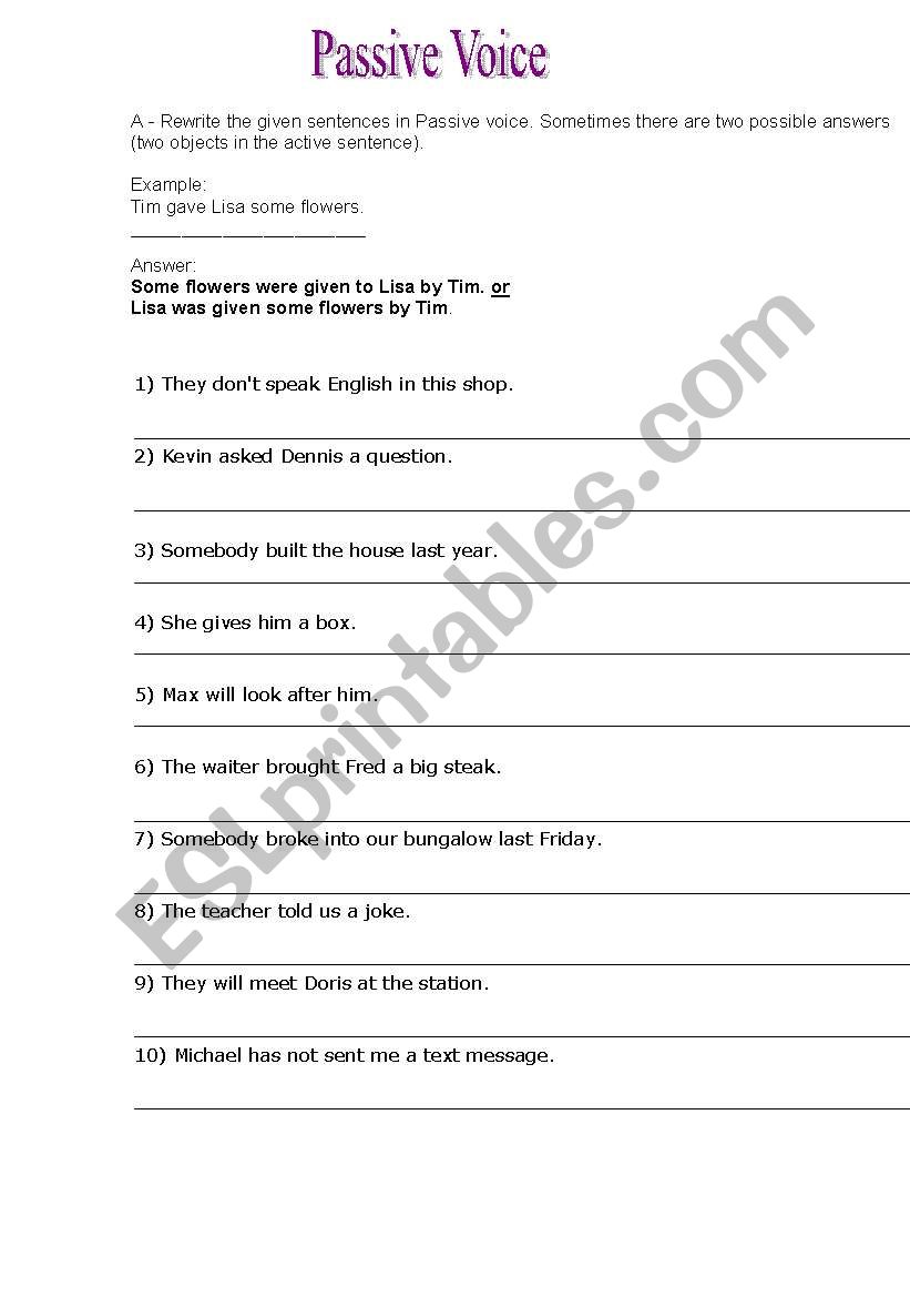 Passive Voice worksheet