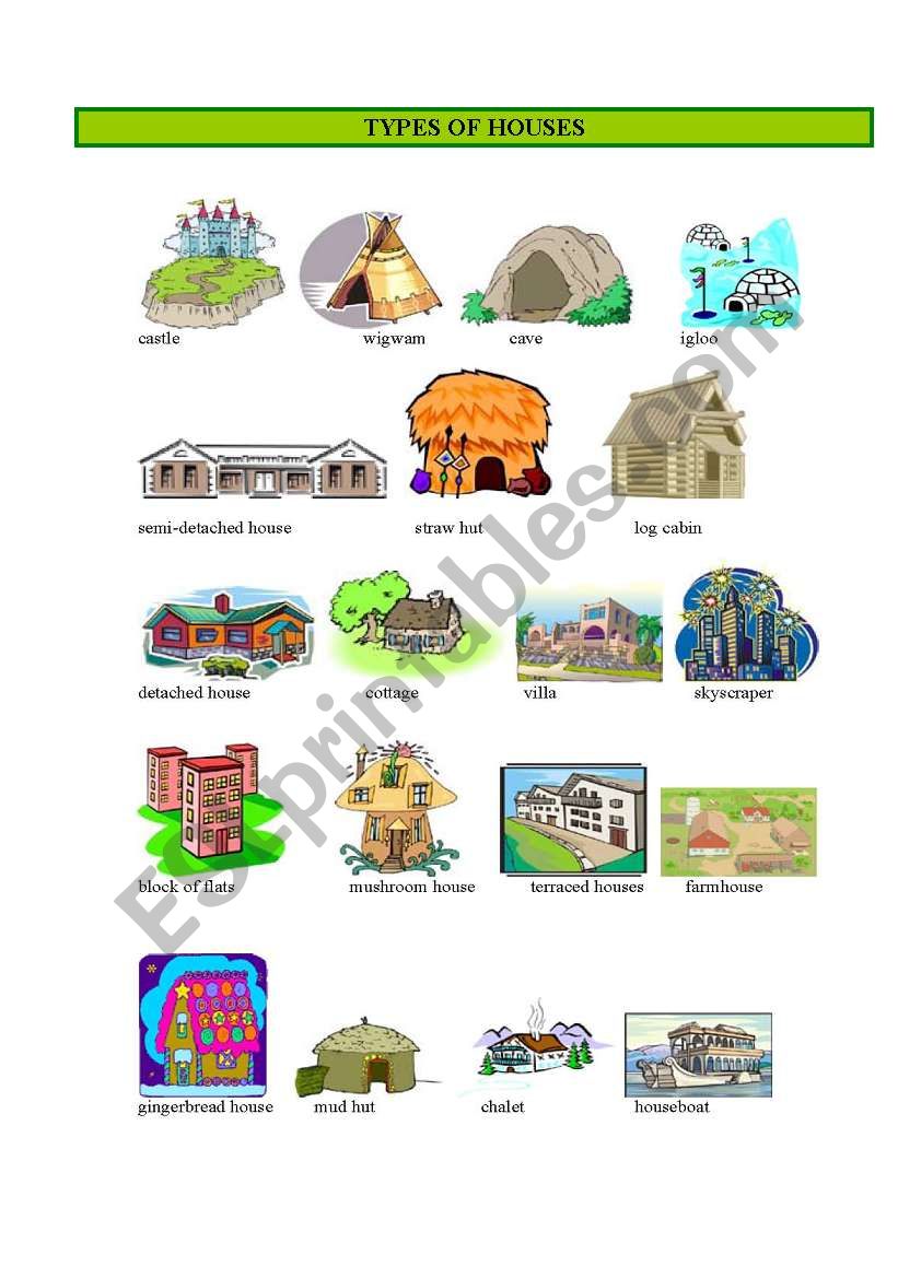 Types of houses worksheet