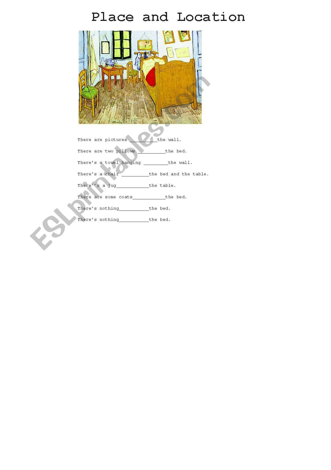 Prepositions of Location worksheet