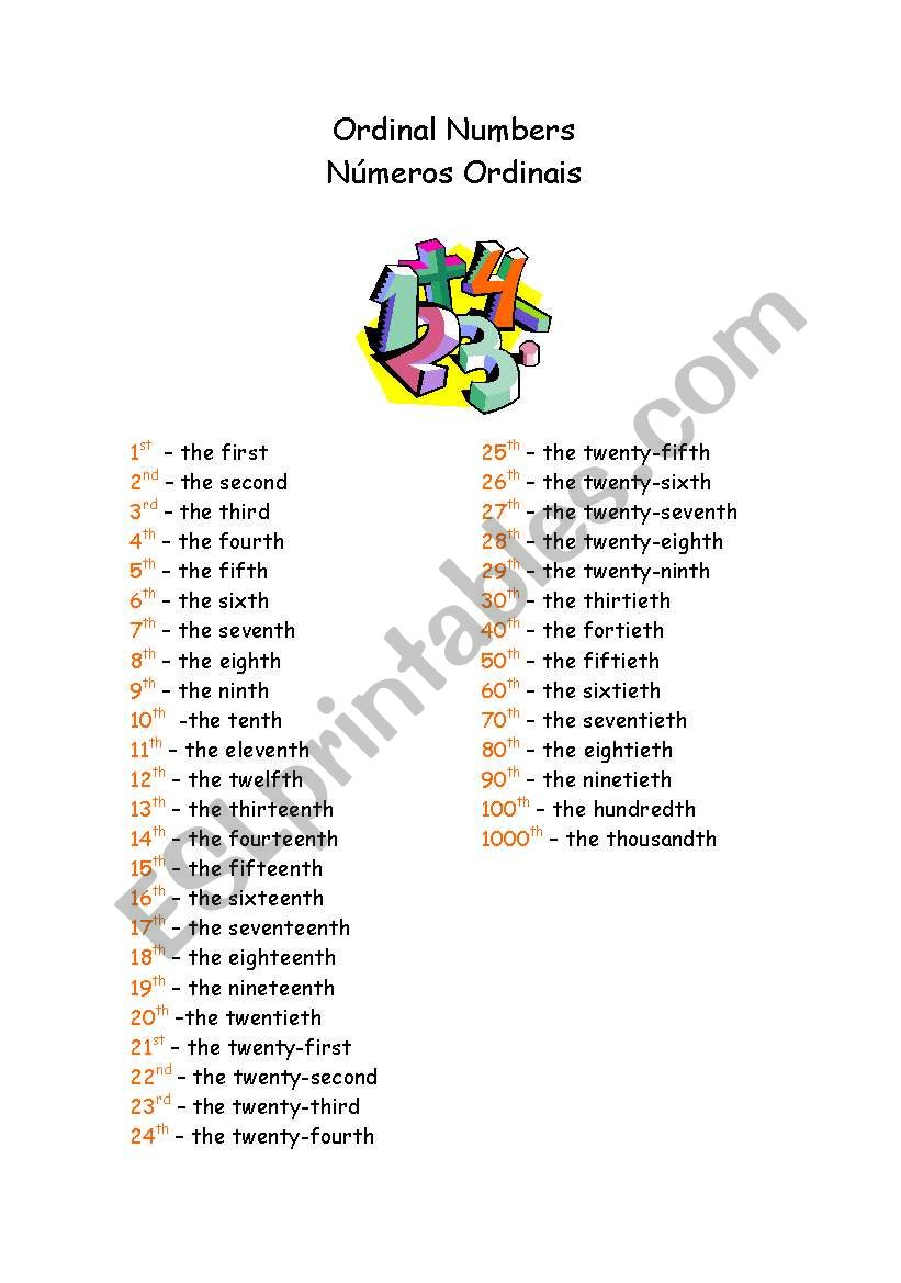 Cardinal Numbers worksheet