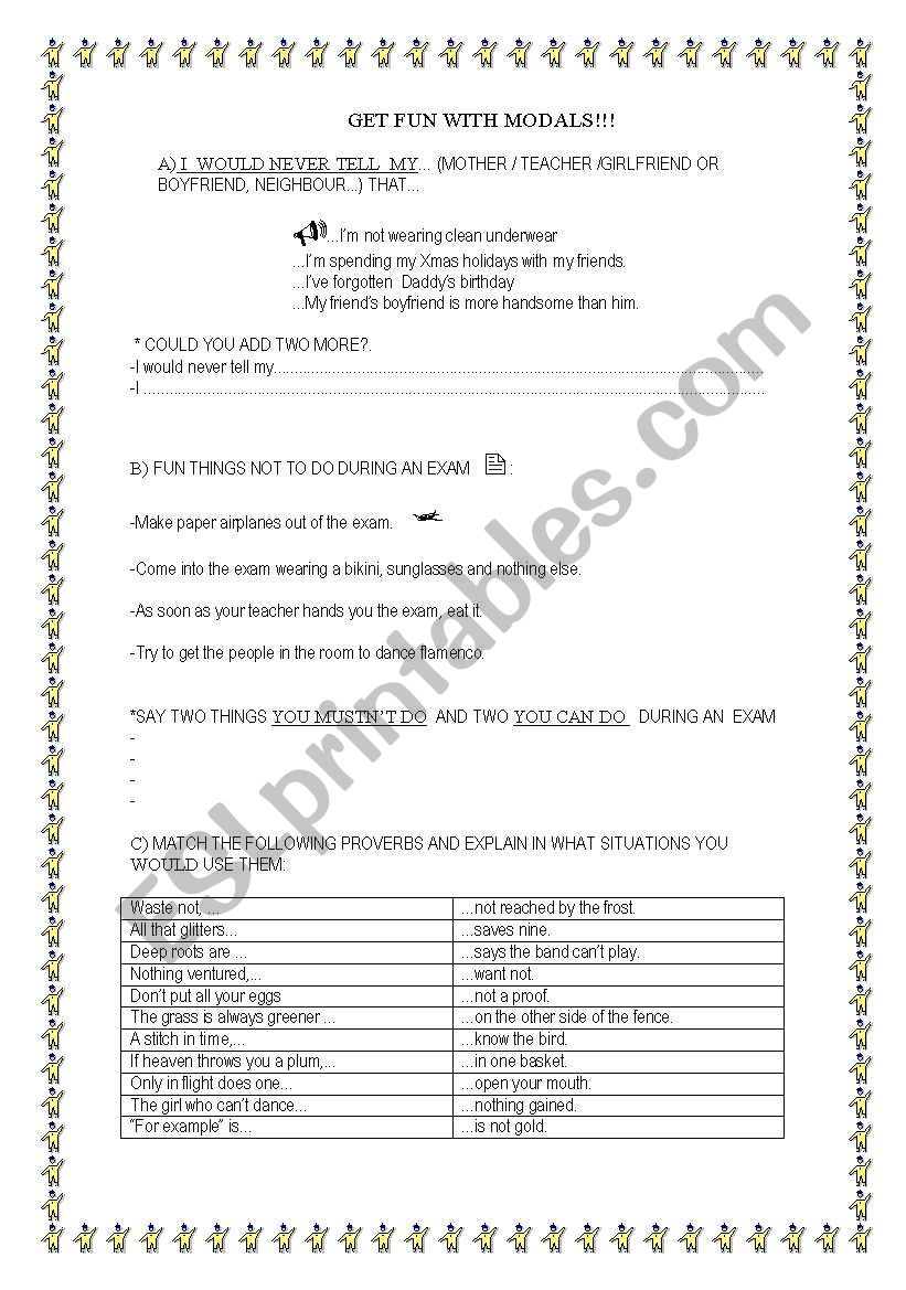 Get fun with modals!!! worksheet