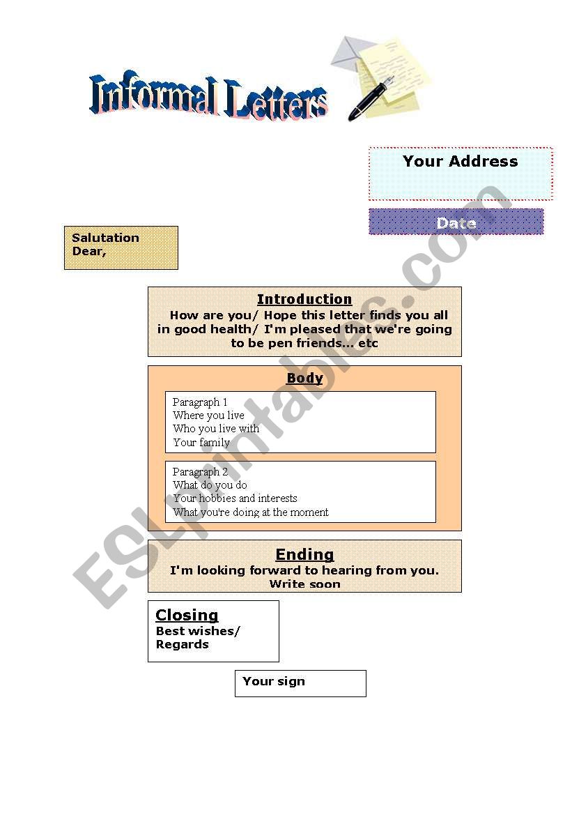 Informal letter worksheet